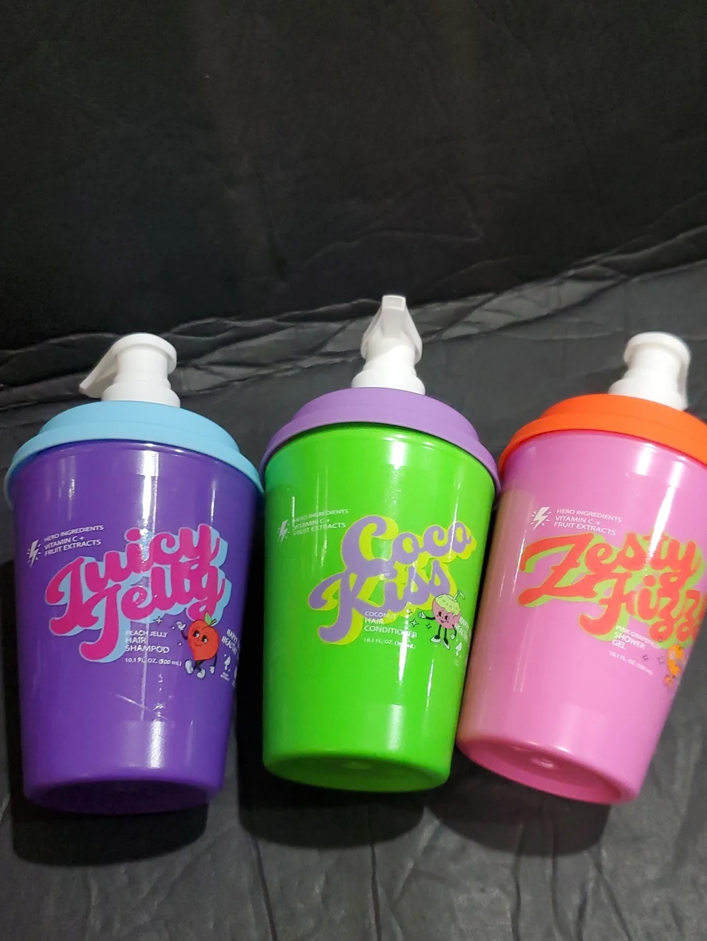 3pack juicy jelly shampoo, coco kiss conditioner and zesty fizzy shower gel new
